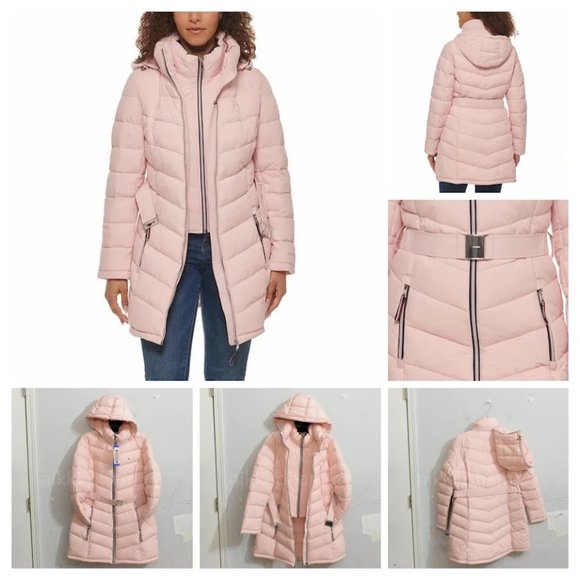 Tommy Hilfiger Jackets & Blazers - Tommy Hilfiger Ladies' Belted Puffer Jacket in lotus ( pink)